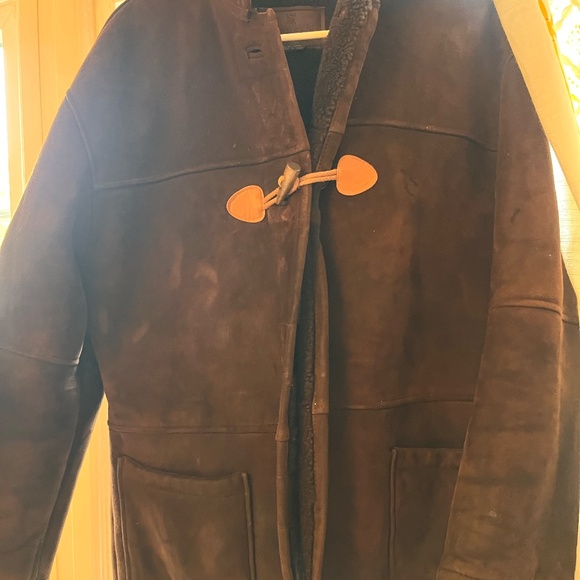 Polo Ralph Lauren Shearling Coat VTG 1987 Suede Leather Dark Brown Medium - Picture 5 of 15